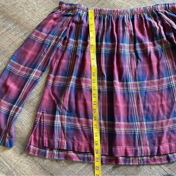 Anthropologie Cloth & Stone Top Plaid Off Shoulder Boho Party - Picture 7 of 9